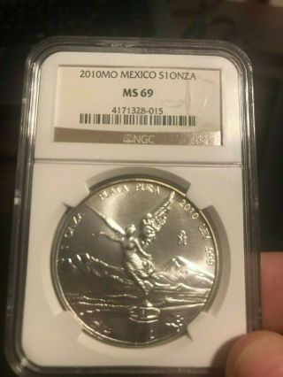 2010 Mo Mexico Silver 1 Oz Onza Libertad Ngc Ms 69