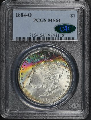 1884 - O Morgan Dollar Pcgs Ms - 64 Cac - 182331