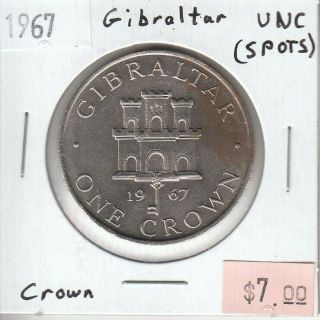 Gibraltar 1 Crown 1967 Au Almost Uncirculated