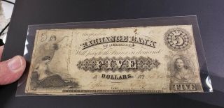 Civil War 1864 Exchange Bank Of Tennessee $5 Five Dollars Note