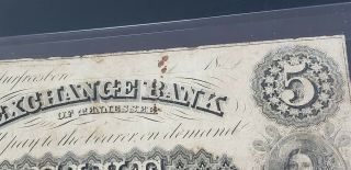 Civil War 1864 Exchange Bank of Tennessee $5 Five Dollars note 3