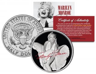 Marilyn Monroe White Dress Flying Skirt Jfk Kenndy Half Dollar Licensed Us Coin