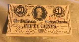 1864 50c Confederate States Richmond Virginia currency XF 2