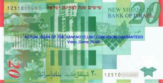 20 Nis Shekel 60 Years Of Israeli Independence 2008 Polymer Banknote Bill Unc