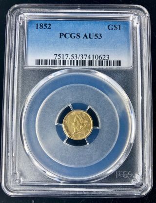 1852 G$1 Liberty Head Gold Dollar Pcgs Au 53 (dx014)