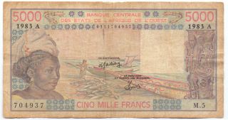 West African States 5000 Francs 1983,  P - 308