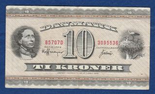 Old Banknote From Denmark - 10 Kroner 1972 - Litra B