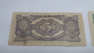 WW2 Burma 5 Rupees Malaya 10 Dollars Japanese Occupation Bank Notes 7