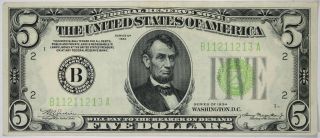 Fr.  1955 B 1934 $5 Federal Reserve Note York Light Green Seal