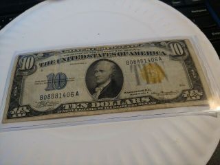 1934 - A $10 North Africa Yellow Seal Ten Dollar U.  S.  Note - 2