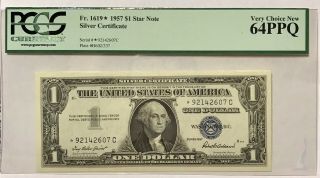 5 Consecutive 1957 Silver Certificate Star Notes Graded 58 - 64 PPQ 5
