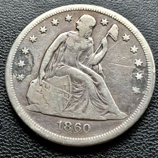 1860 O Seated Liberty Dollar One Dollar $1 Rare Higher Grade Vf Det.  4591