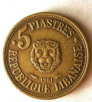 1961 Lebanon 5 Piastres - Coin - - Middle East Bin 4