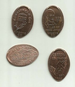 4 Copper Elongated Pennies (cents) Downstream Gas & Mercantile Creede Co