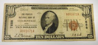 1929 $10 Type I Peoples National Bank Of Steubenville,  Ohio - Ch 7688