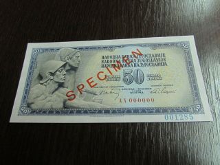 Yugoslavia 50 Dinara 1965 000000000 Unc Rare Specimen