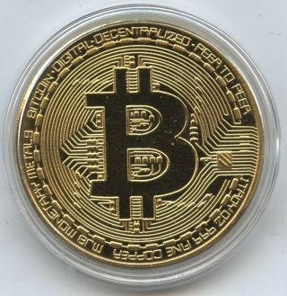 Bitcoin 2013 Art Medal Aocs Gold Plated.  999 Copper 1 Oz Round Mjb Bit Coin Bd34