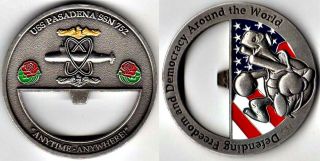 Medal: Enameled Challenge Coin: Uss Pasadena Ssn 752 (doubles As Bottle Opener)