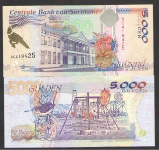 Suriname 5000 Gulden 1997 P 143a Uncirculated Prefix Ac