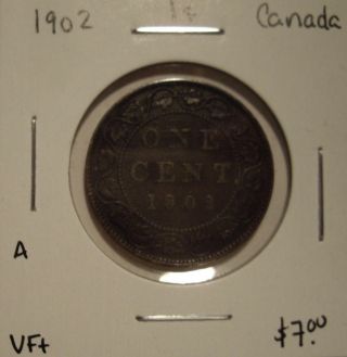 A Canada Edward Vii 1902 Large Cent - Vf,