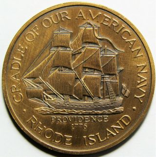 1776 Providence Rhode Island Bicentennial Cradle American Navy Ship Medal