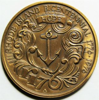 1776 Providence Rhode Island Bicentennial Cradle American Navy Ship Medal 2