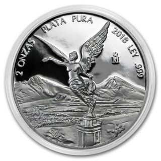 Proof Libertad - Mexico - 2018 2 Oz Proof Silver Coin In Capsule