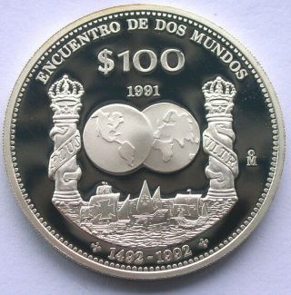 Mexico 1991 Earth 100 Pesos 1oz Silver Coins,  Proof