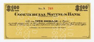 1933 $1 The Commercial Savings Bank Of Sterling,  Colorado Depression Scrip Unc