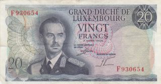 20 Francs Very Fine Banknote From Luxembourg 1966 Pick - 54