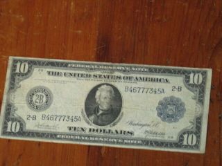 Large 1914 $10 Dollar Bill Big Federal Reserve Note Old Paper Money Andy Jackson