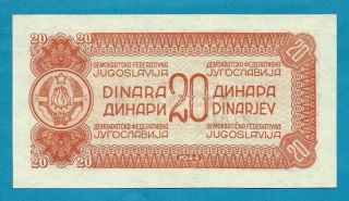 Yugoslavia DFJ,  20 DINARA 1944,  UNC 2