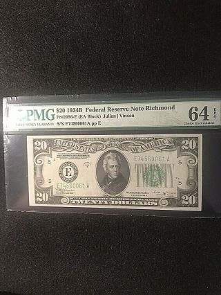 20$ 1934b Federal Reserve Note Richman