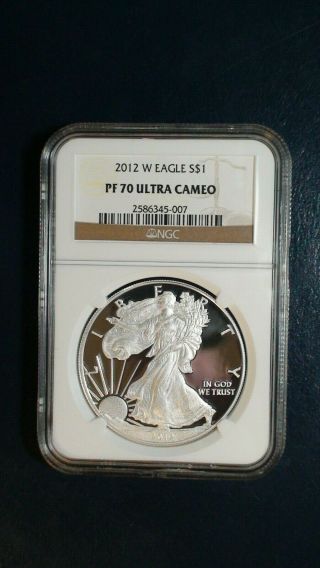 2012 W American Silver Eagle Ngc Pf70 Ultra Cameo $1 Coin Starts At 99 Cents