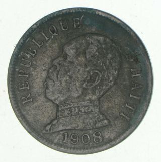 Silver - World Coin - 1908 Haiti 50 Centimes - 10.  1 Grams 646