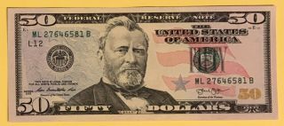 $50 Dollar Bill Note Usa 50 Gift Civil War Union General Ulysses S.  Grant