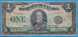 1923 $1 Dominion Of Canada One Dollar Note Mccavour | Saunders