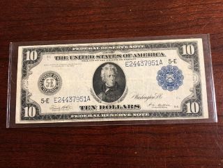 1914 $10 Large Size Federal Reserve Note 5 - E Richmond Virginia