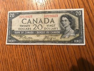 1954 Canada Devil Face Twenty Dollar Bill