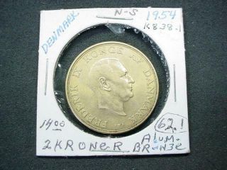 NobleSpirit (CT) Premium World Coins 1954 DENMARK 2 Kroner VF 5