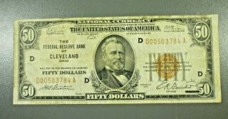 Series 1929 $50 Federal Reserve Bank Of Cleveland
