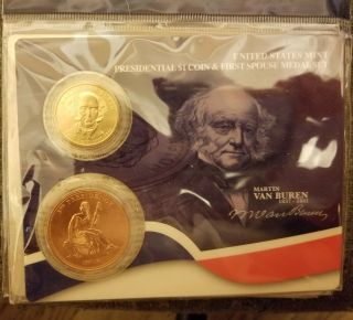 Martin Van Buren & Liberty Seated Dime First Spouse Presidential Coin Medal Set