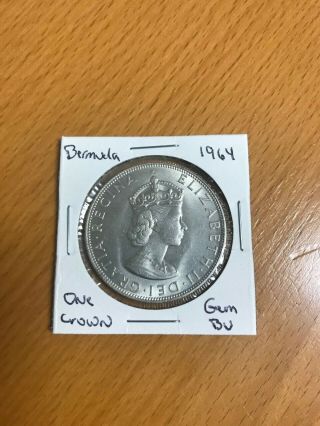 Silver - World Coin - 1964 Bermuda 1 Crown - World Silver Coin 22.  6 Grams