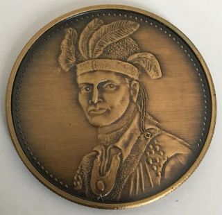 Native American Indian Chief Joseph Brandt Mohawk Tribe Coin Medal