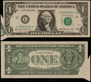 1981 $1 Federal Reserve Note - San Francisco - F - 1911l - Printed Fold Error