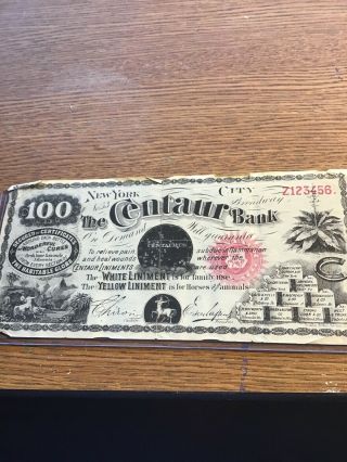 Centaur Bank $100 York City Advertising Note
