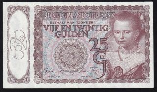 Netherlands - - - - - - 25 Gulden 1944 - - - - - - Vf - - - - - - -