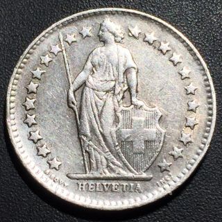 Old Foreign World Coin: 1944 Switzerland 1/2 Franc, .  835 Silver