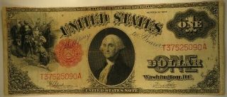 1917 $1 Red Seal United States Note One Dollar " Large Us Bill "