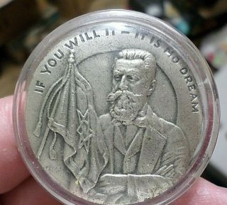 Rare Theodor Herzl Silver Large Coin Medal,  July 4 1976 Entebbe Rescue,  Israel